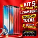 Kit 5 Pelêculas Vidro 3D 9H Samsung A01 A11 A21 A31 A34 A51 A54 A55 A71 Full Cover