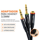 Adaptador P3 Fmea 2P2 Macho Headset Gamer PC Notebook udio Mic Vention Cabo Divisor 3.5mm