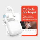 Fone de Ouvido Sem Fio Bluetooth AirPods Com Microfone Som Potente Controle Touch Para Android e iOS