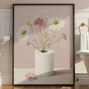 Quadro Decorativo Lavabo Banheiro Flores Delicadas Casa de Banho Toalete Decoração Papel Higiênico