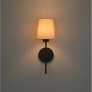 Arandela Tocheiro Preta Parede Cpula Tecido Cru Alumênio Quarto Sala Interna Decorativa E27 LED