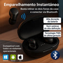 Fone de Ouvido Sem Fio Bluetooth 5.3 com LED, Microfone e Estojo de Carregamento ? TWS Est?reo Preto