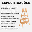 Estante Escada MDF 4 Prateleiras Cru Decoração Festa Doces Expositor Andares Multiuso Estável Personalizável