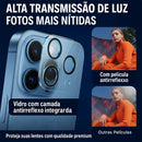 Protetor de Lente C?mera iPhone 11 12 13 14 15 16 Pro/Max Vidro 9D Ultra Transparente Anti-Impacto