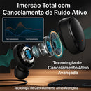 Fone de Ouvido Sem Fio Bluetooth 5.3 com LED, Microfone e Estojo de Carregamento ? TWS Est?reo Preto