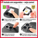 Protetor de Lente C?mera iPhone 11 12 13 14 15 16 Pro/Max Vidro 9D Ultra Transparente Anti-Impacto